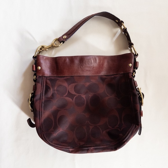 Coach Signature Purse Burgundy - Picture 2 of 6